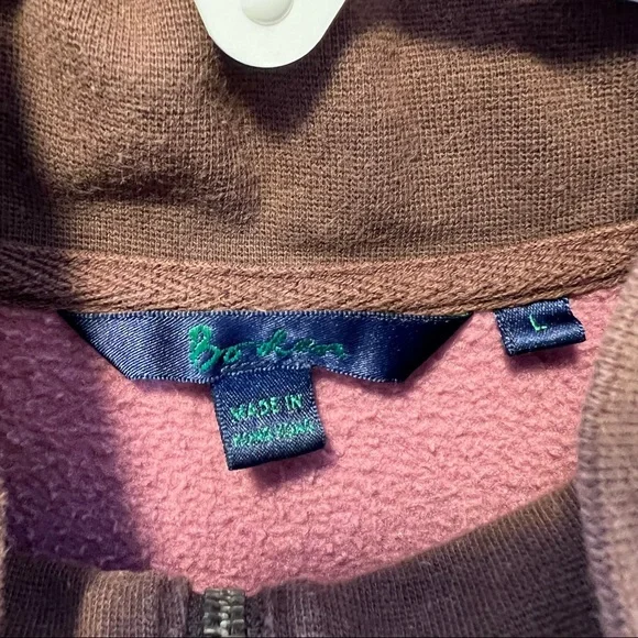 Boden Jacket Sz Large Zip Up Fabric Floral Pink Brown Center Pocket - Picture 6 of 8